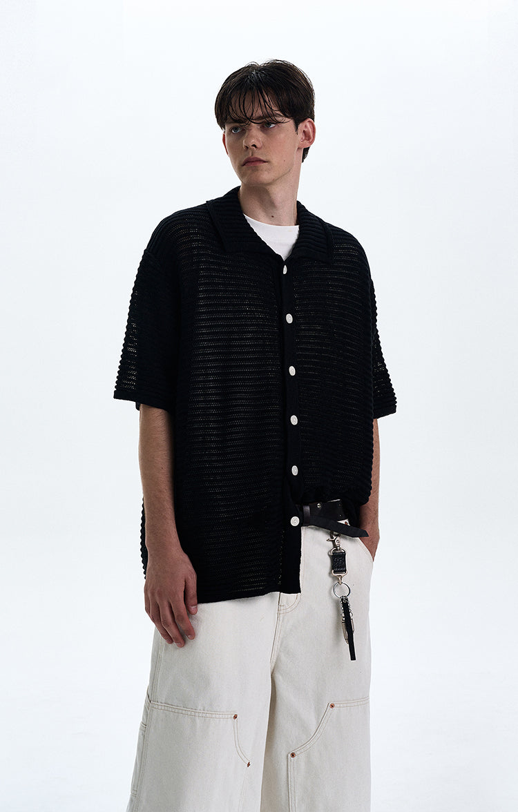 MADWITCH MESH KNIT SHORT SLEEVE TOP #DF8448