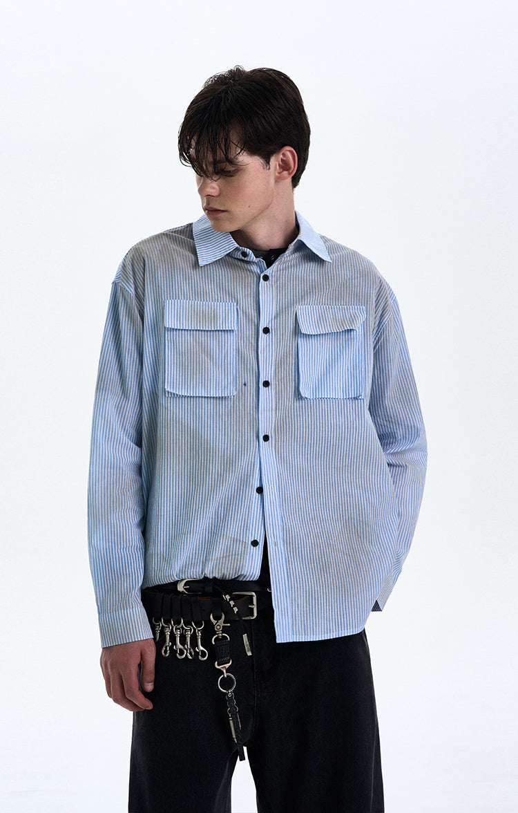 MADWITCH DIRTYFIT STRIPED BUTTON-UP SHIRT #L832