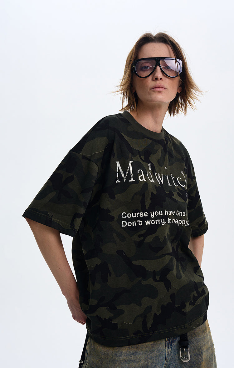 MADWITCH CAMO PRINT SHORT-SLEEVE T-SHIRT #MD4152
