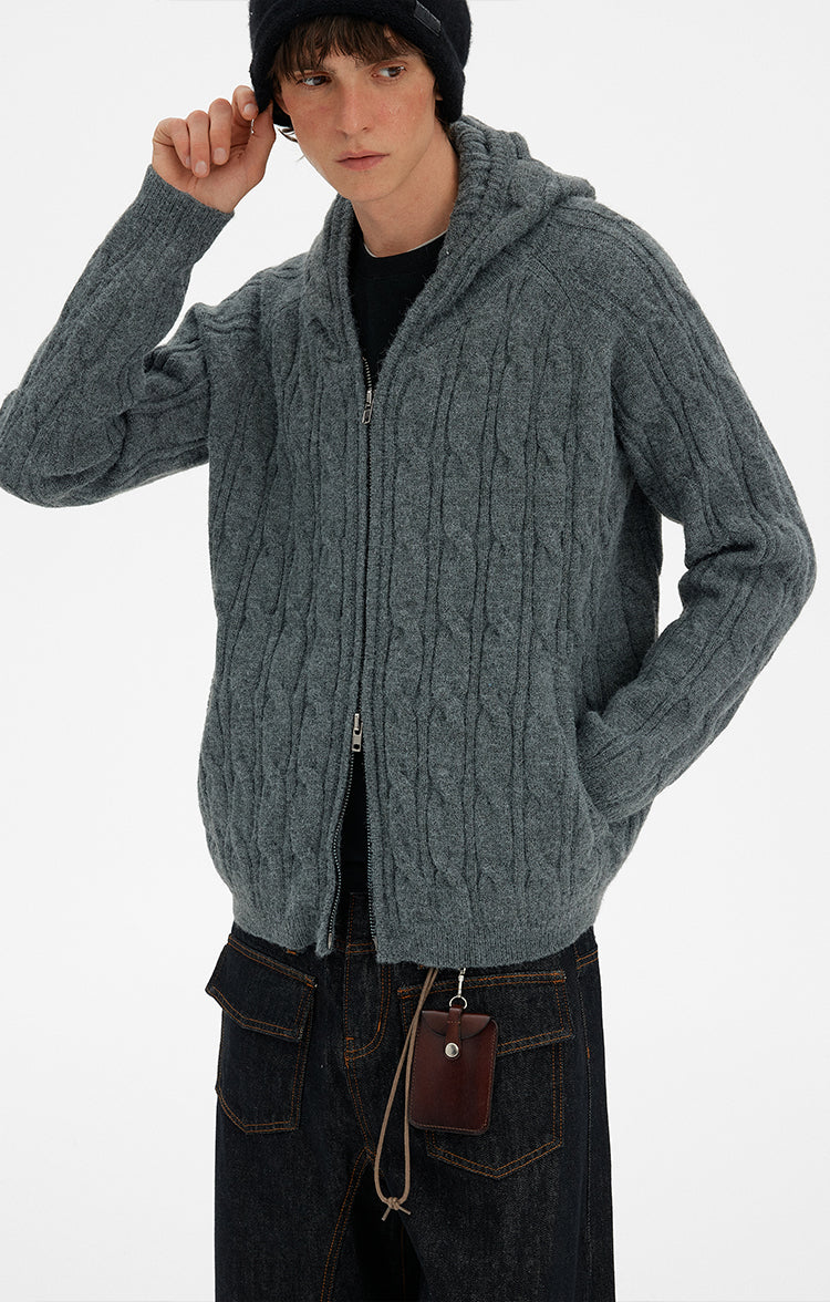 MADWITCH RETRO CABLE KNIT HOODIE #MY020