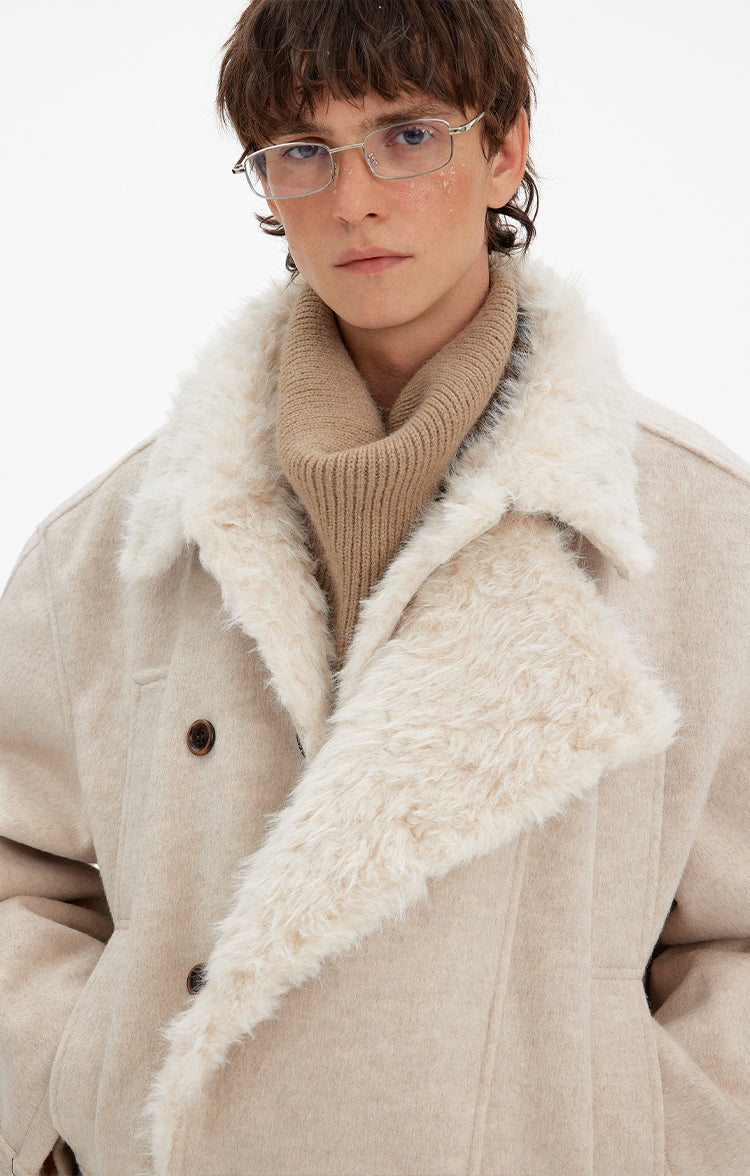 MADWITCH RETRO DOUBLE-BREASTED FUR PARKA #880560