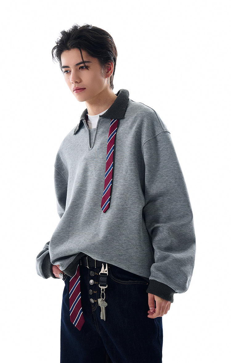 MADWITCH V-NECK MINIMALIST SWEATSHIRT #L567