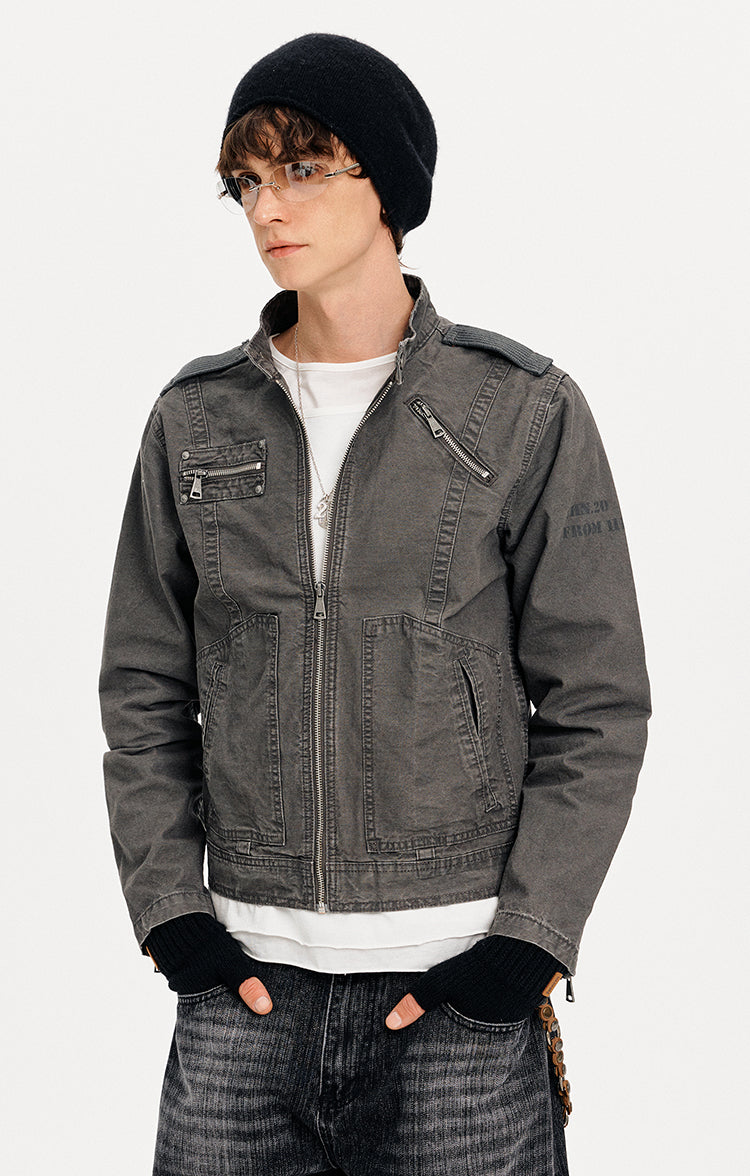 MADWITCH PATCHWORK CROPPED WORK JACKET #CW1325