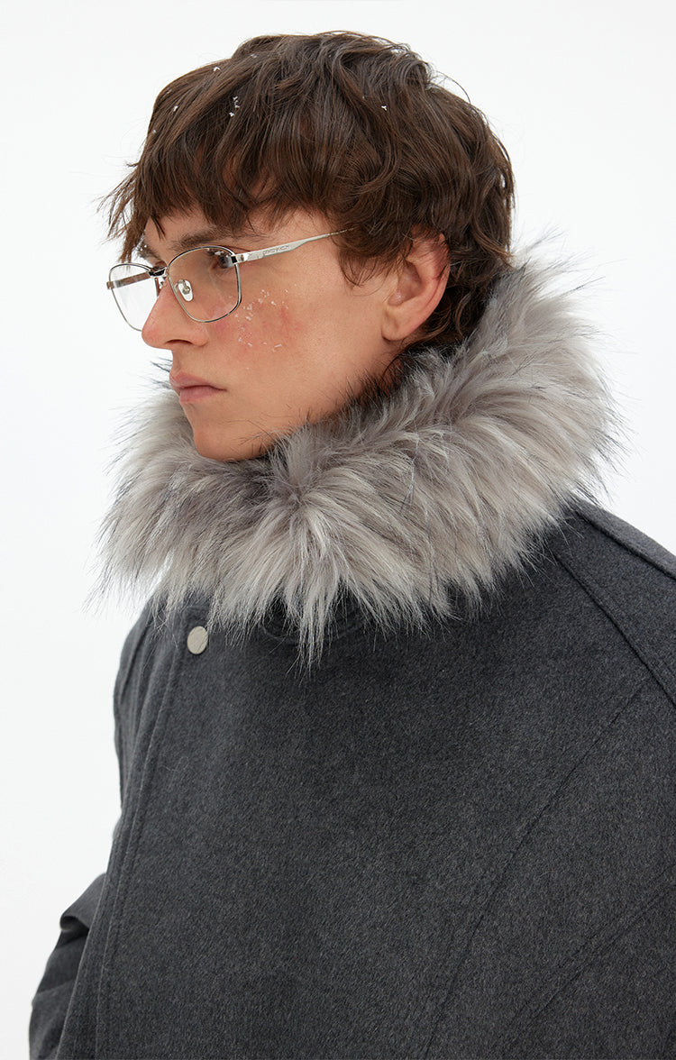MADWITCH DECONSTRUCTED FUR COLLAR PARKA #990922