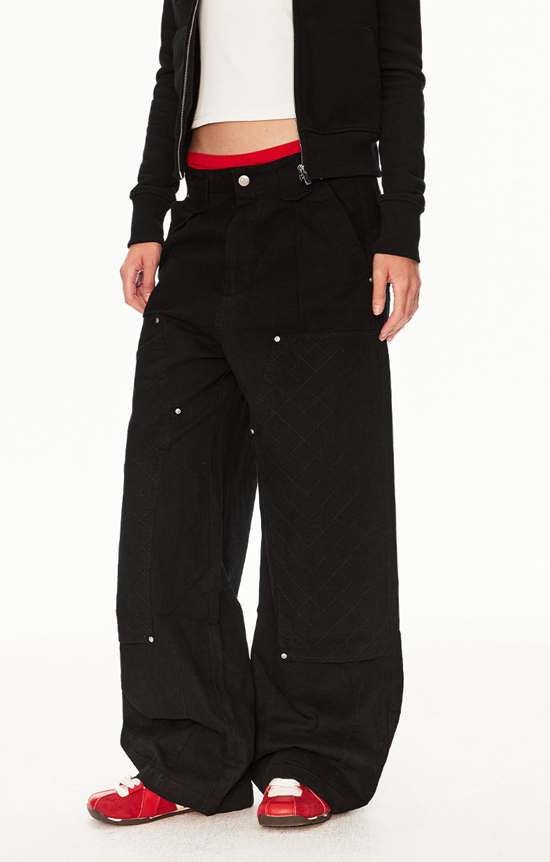 MADWIT PATCHWORK PLEATED WORK PANTS #CK6939