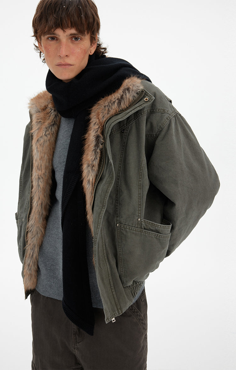 MADWITCH DETACHABLE FUR COLLAR WORK PARKA #990998