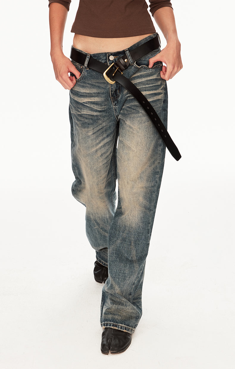 MADWIT DISTRESSED STRAIGHT JEANS #FX082