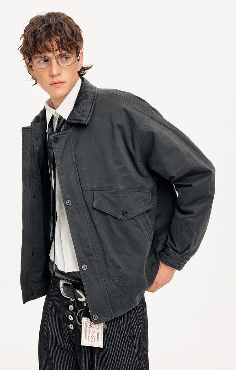 MADWITCH BARN STYLE LEATHER COLLAR JACKET #25550