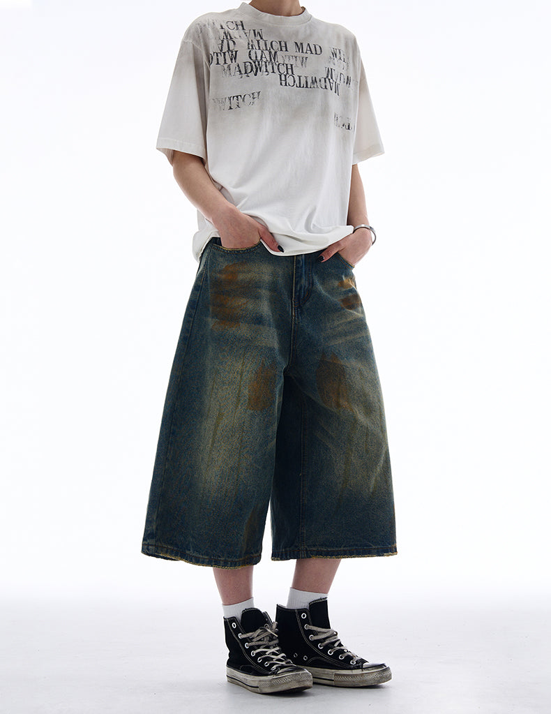 MADWITCH VINTAGE WIDE-LEG CROP JEANS #NZ7319