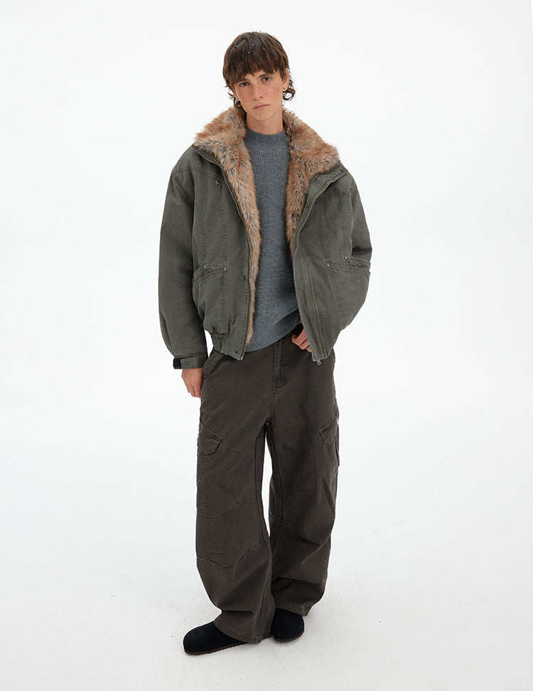 MADWITCH DETACHABLE FUR COLLAR WORK PARKA #990998