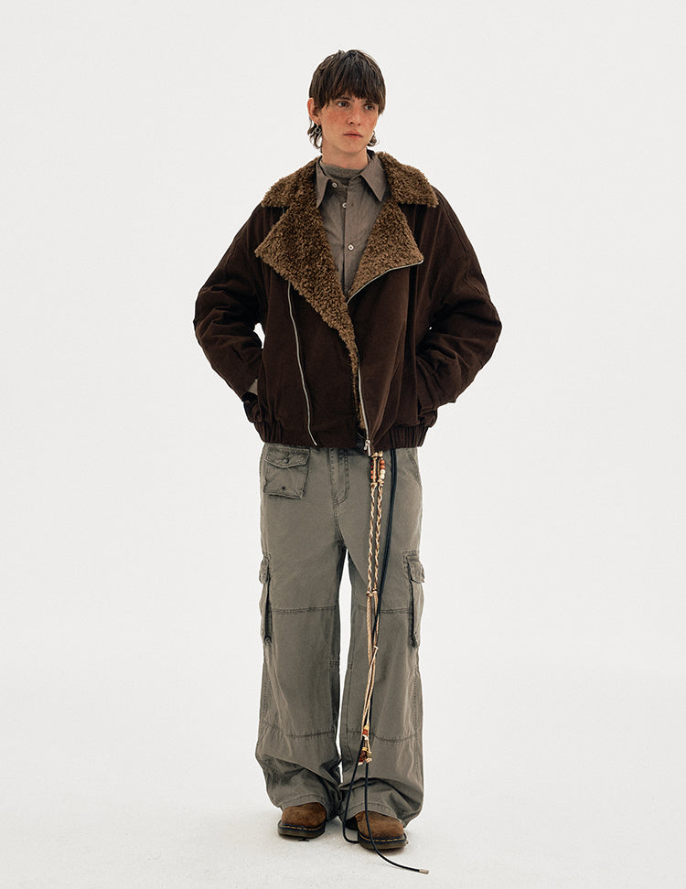 MADWITCH DIAGONAL FUR JACKET #MY0212