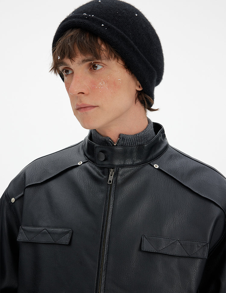 MADWITCH DECONSTRUCTED PU BIKER DOWN JACKET #YR001