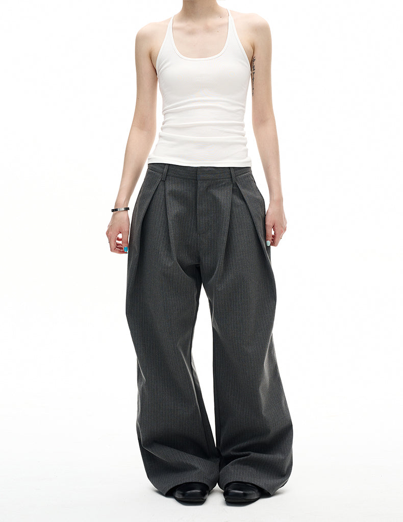 MADWITCH STRIPED WIDE LEG TROUSERS #C923