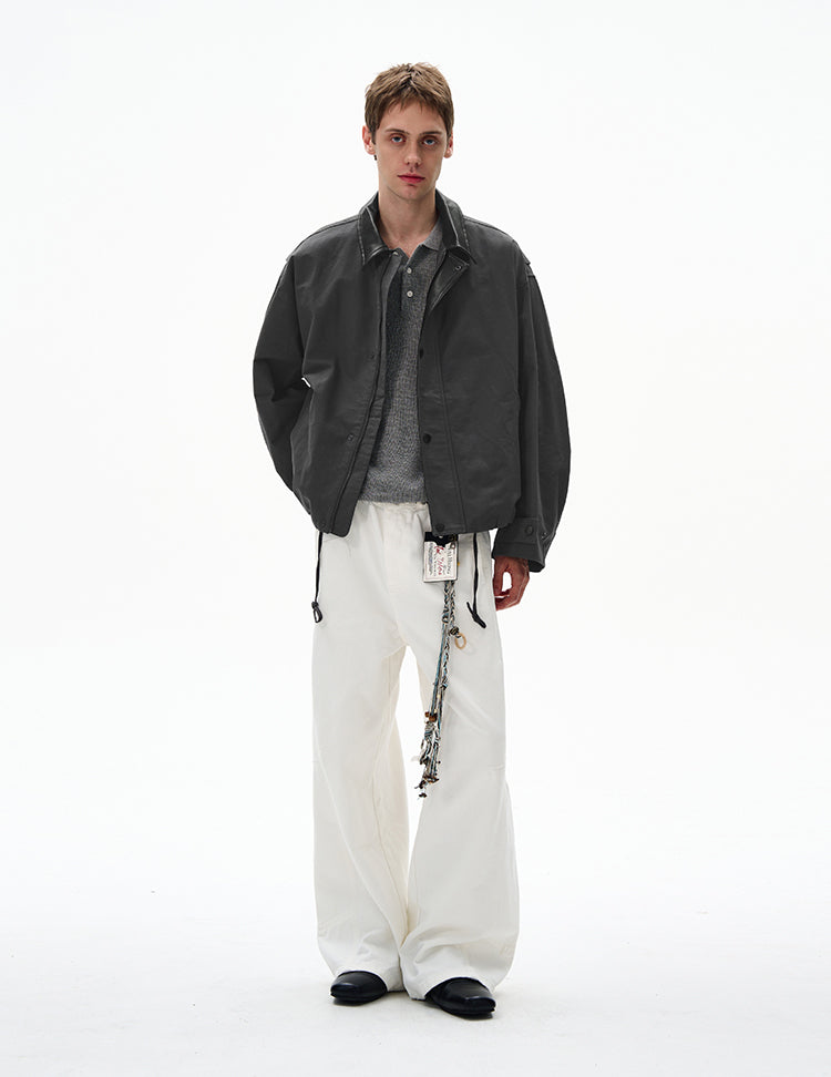 MADWITCH LEATHER-TRIMMED CASUAL TOP #M1005