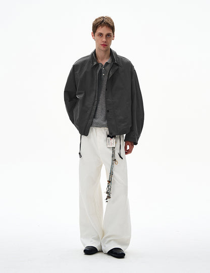 MADWITCH LEATHER-TRIMMED CASUAL TOP #M1005
