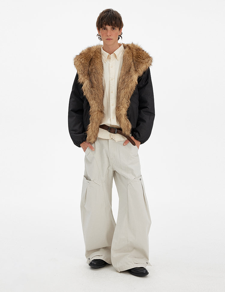 MADWITCH FAUX FUR COLLAR PUFFER JACKET #BM334