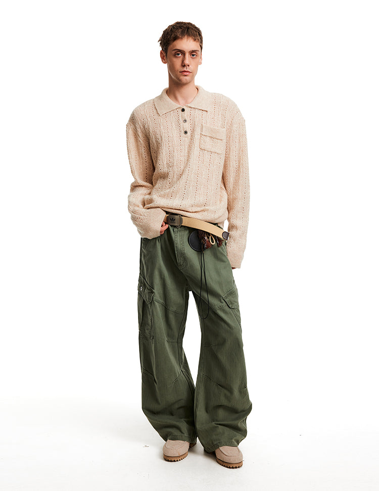 MADWITCH EYELET HENLEY TOP #C2510Q25