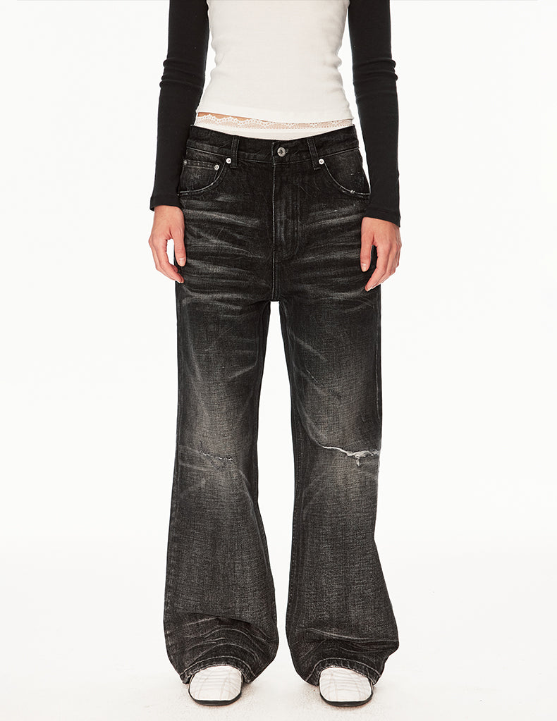 MADWIT RIPPED WIDE JEANS #GPC9792