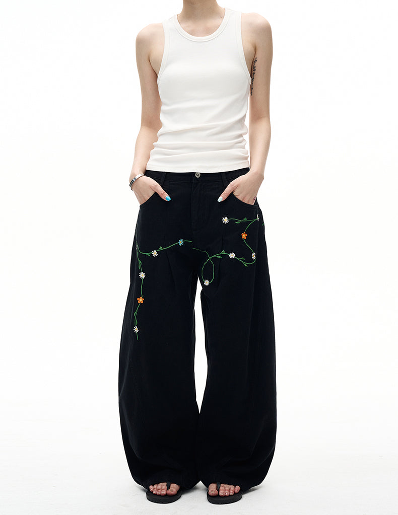 MADWITCH FLORAL PATCH CARGO PANTS #E5807