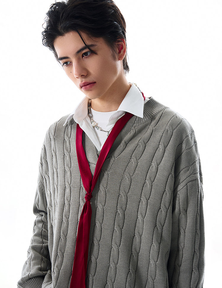 MADWITCH V-NECK RETRO SWEATER #MY009