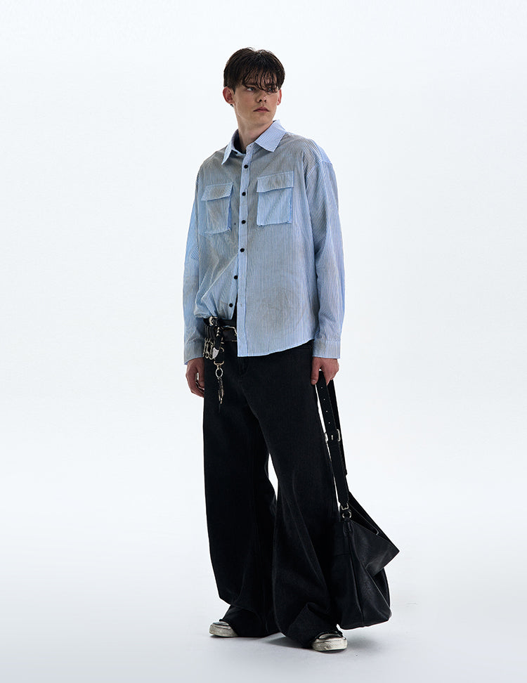 MADWITCH DIRTYFIT STRIPED BUTTON-UP SHIRT #L832