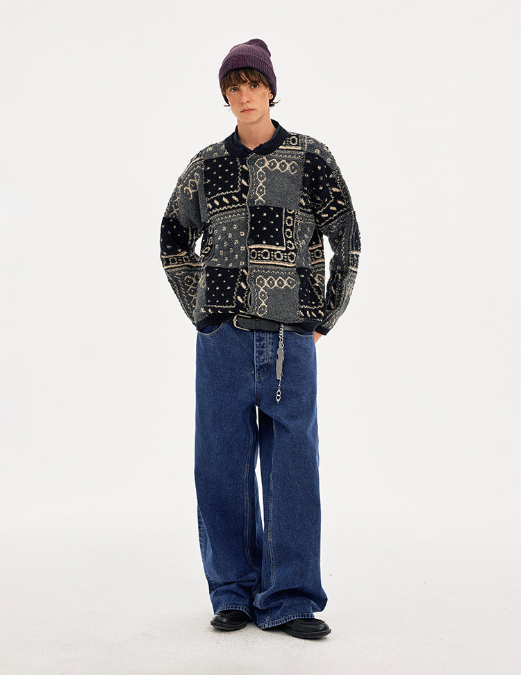 MADWITCH COLORBLOCK BASEBALL KNIT SWEATER #65163