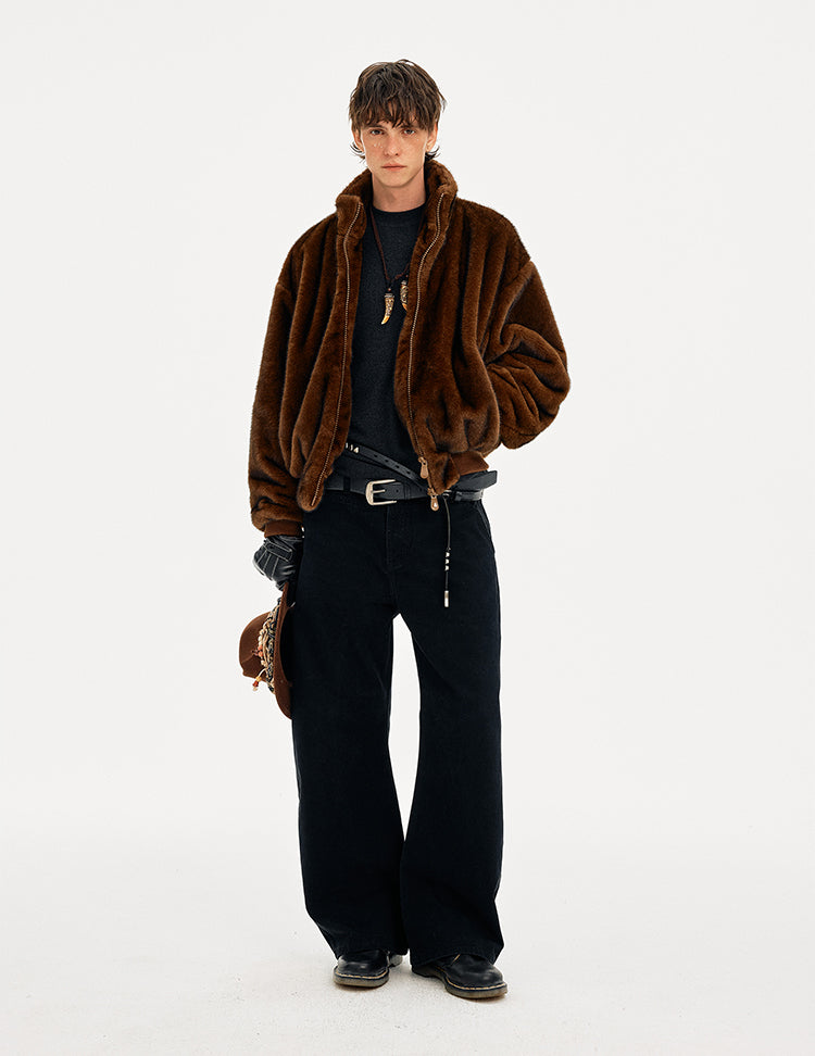 MADWITCH FAUX FUR STAND COLLAR COAT #256086