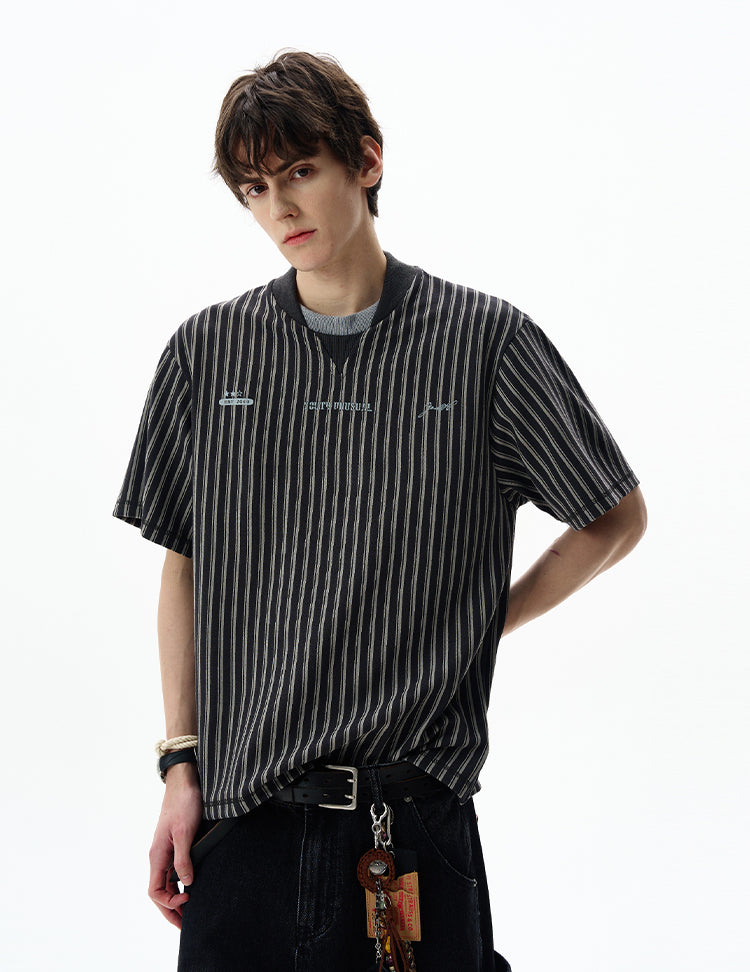 MADWITCH VINTAGE STRIPED TEE #X006
