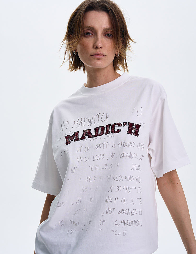 MADWITCH ORIGINAL LETTER PRINT T-SHIRT #MD4116