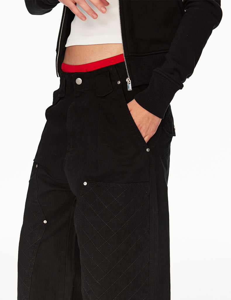 MADWIT PATCHWORK PLEATED WORK PANTS #CK6939