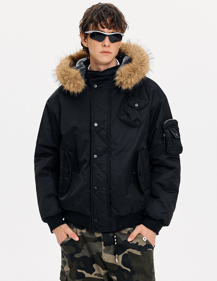MADWITCH DETACHABLE HOOD QUILTED JACKET #IN058