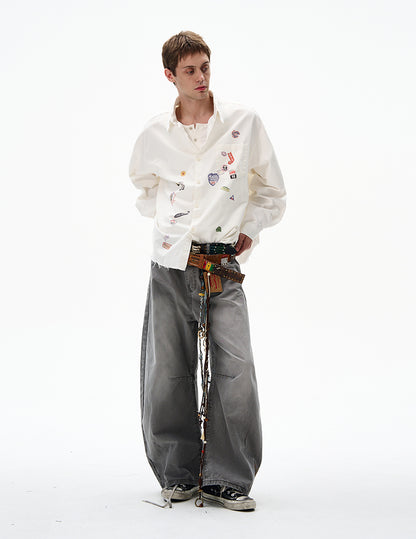 MADWITCH RAW-EDGE LONG SLEEVE SHIRT #BR92