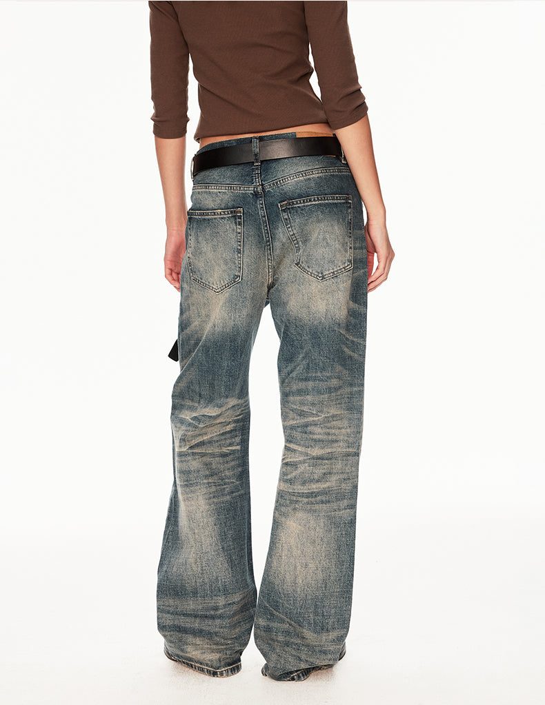 MADWIT DISTRESSED STRAIGHT JEANS #FX082