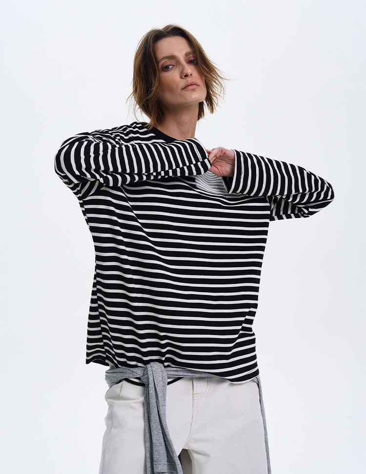 MADWITCH STRIPED CONTRAST LONG SLEEVE #SD12
