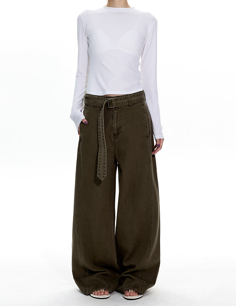 MADWITCH BELT DETAIL WIDE LEG JEANS #CK6919