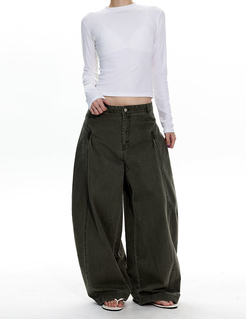 MADWITCH DECONSTRUCTED WASHED WIDE PANTS #A620