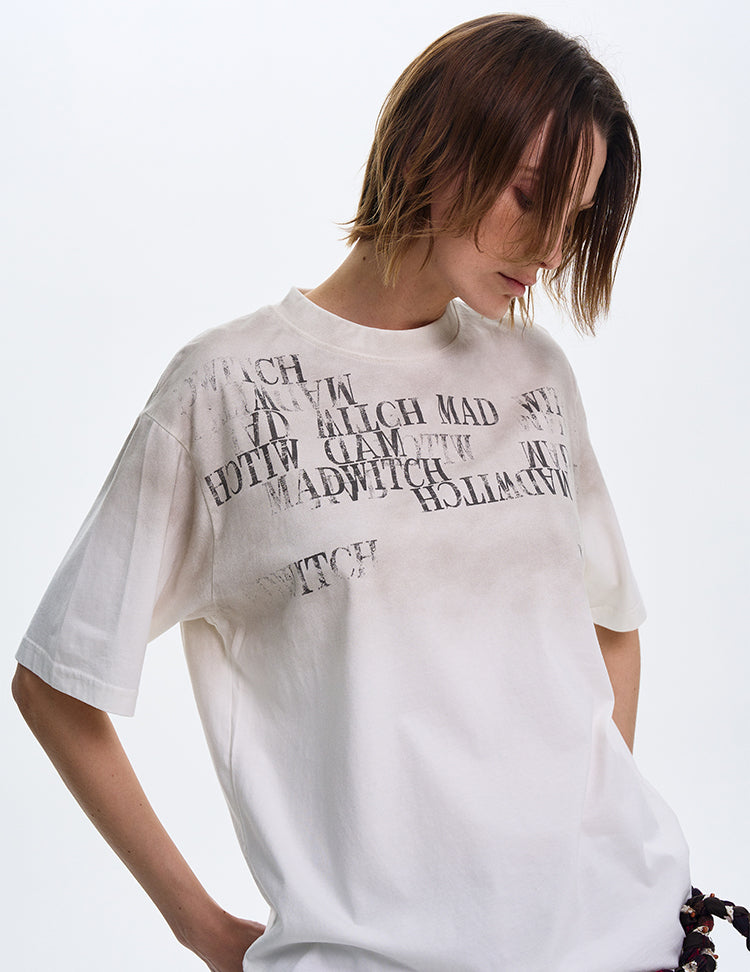 MADWITCH LETTER PRINT SHORT SLEEVE #MD3635