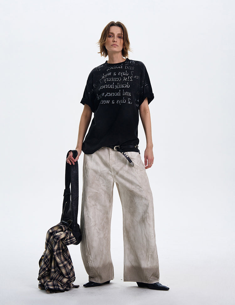 MADWITCH GRADIENT LETTER PRINT T-SHIRT #MD4150