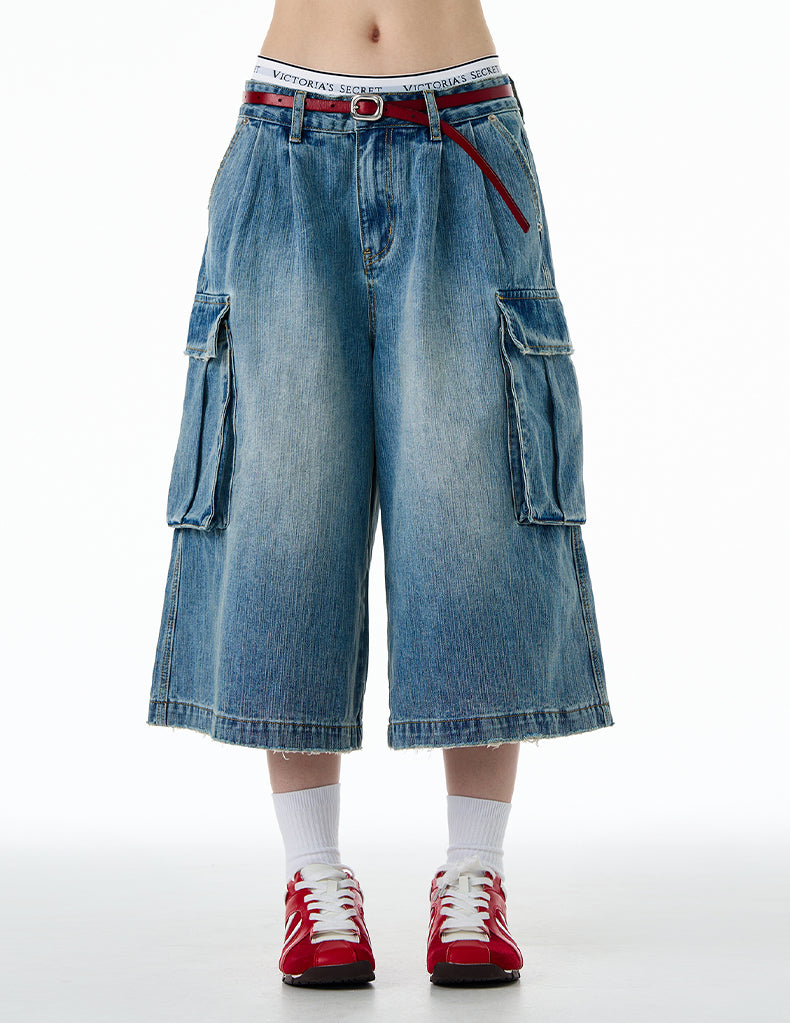 MADWITCH LOOSE CROP CARGO JEANS #9676