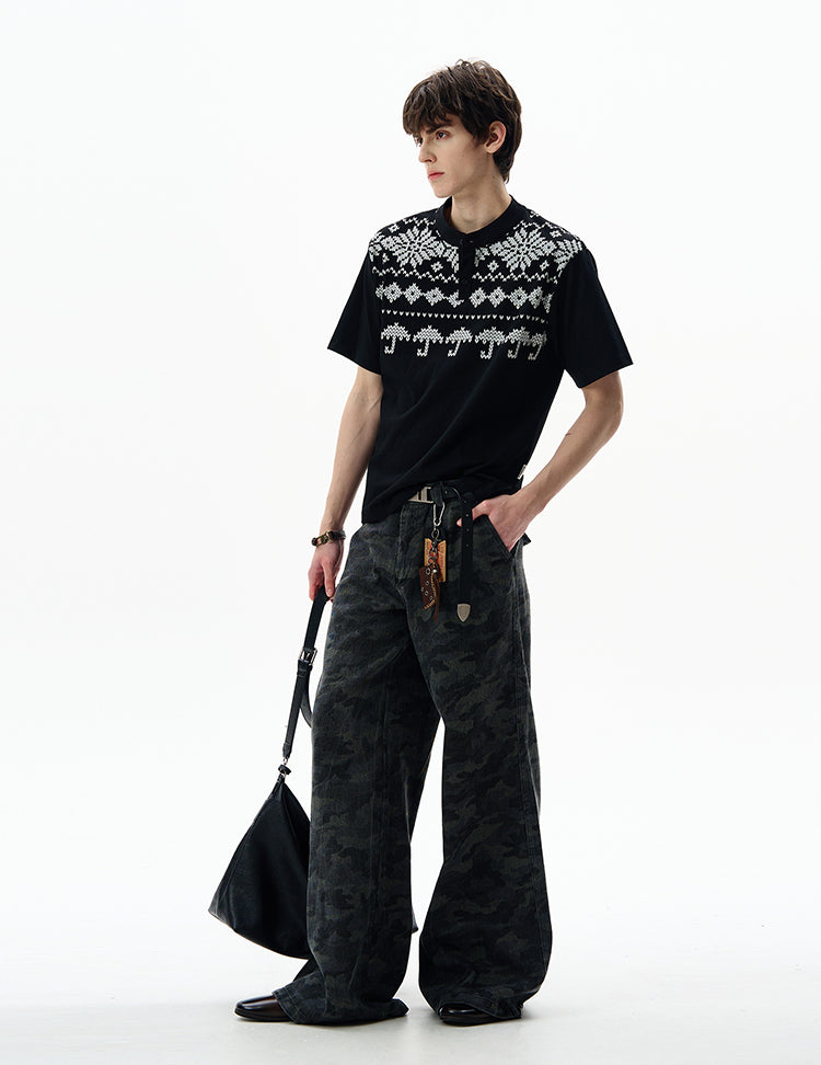 MADWITCH FAIR ISLE COTTON TEE #27351
