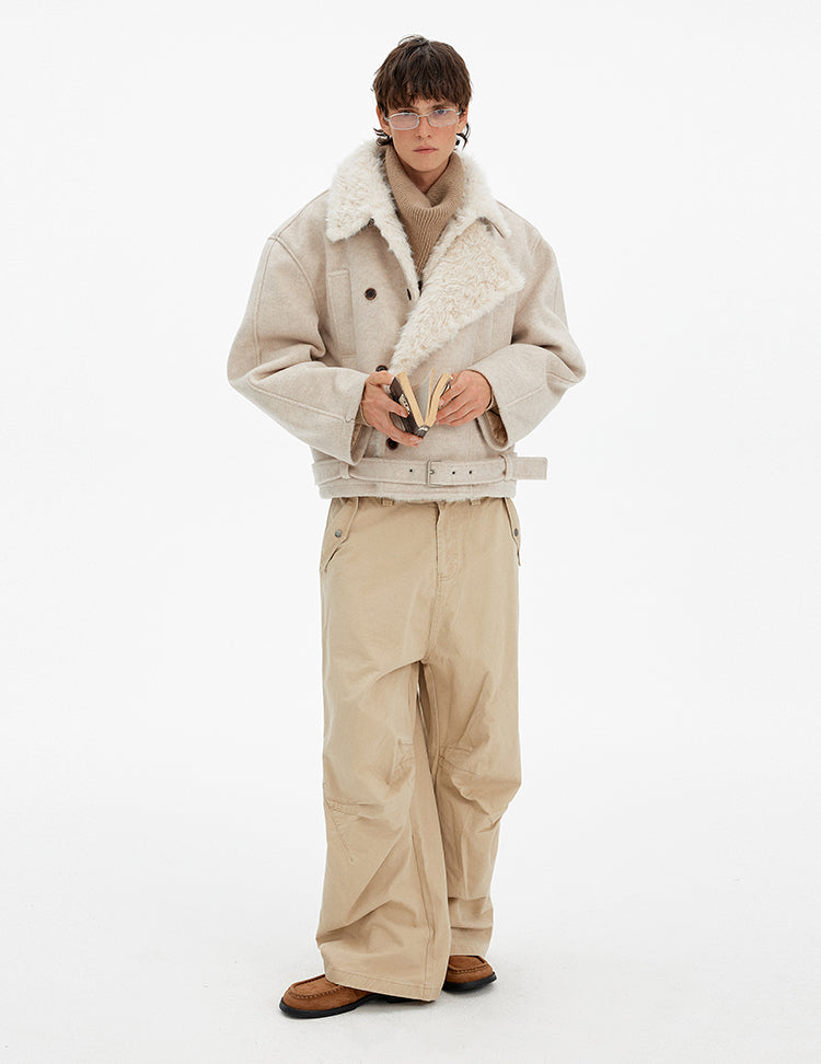 MADWITCH RETRO DOUBLE-BREASTED FUR PARKA #880560
