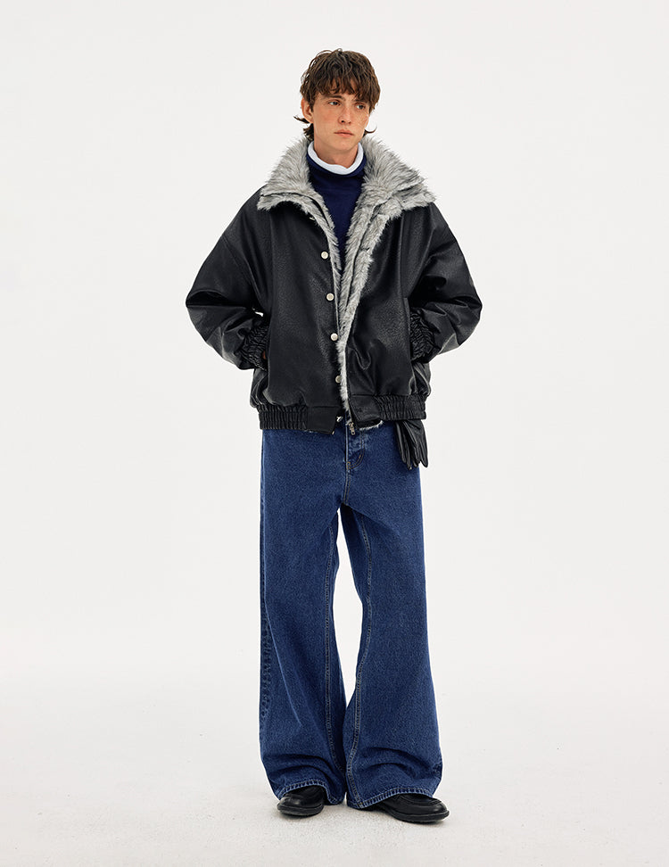 MADWITCH LEATHER QUILTED FUR COLLAR JACKET #AW25502