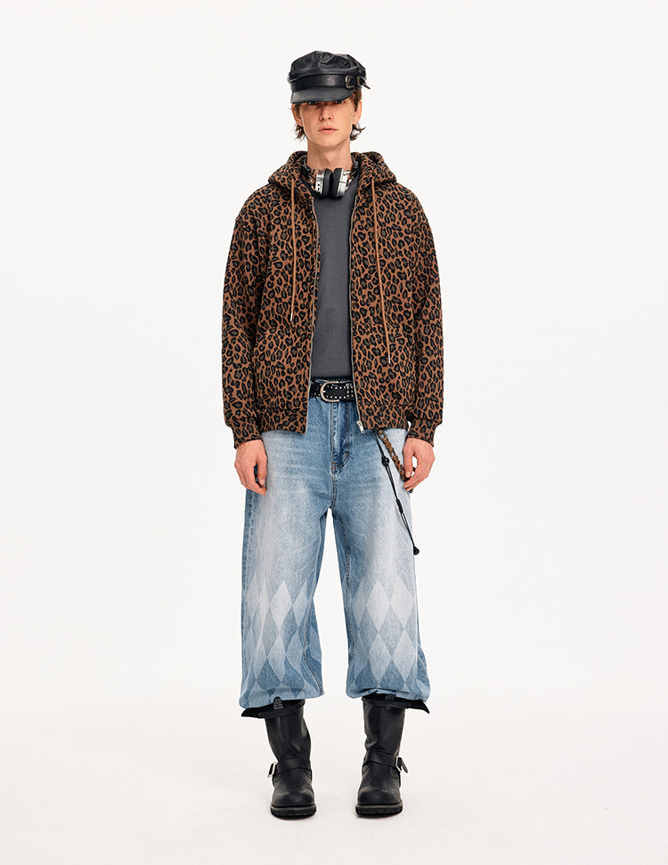 MADWITCH LEOPARD HOODED SWEATSHIRT JACKET #CW1327