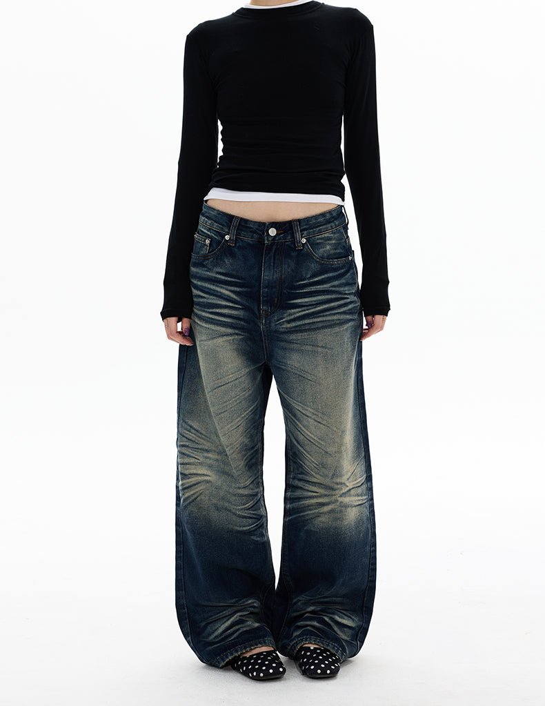 MADWITCH HEAVY WASH WIDE LEG JEANS #DR9692