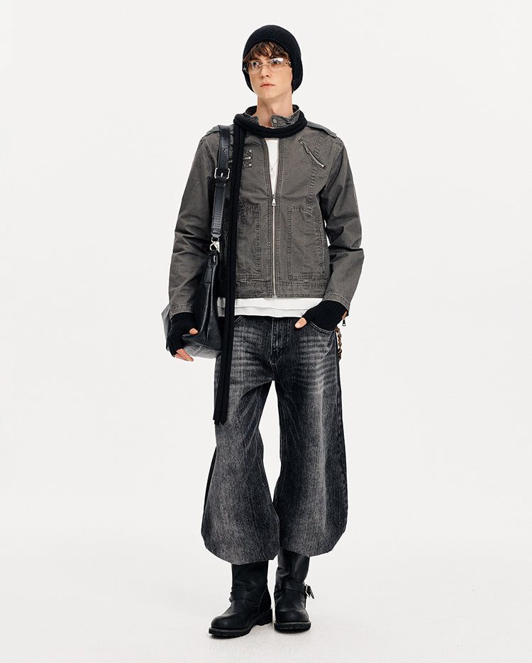 MADWITCH PATCHWORK CROPPED WORK JACKET #CW1325