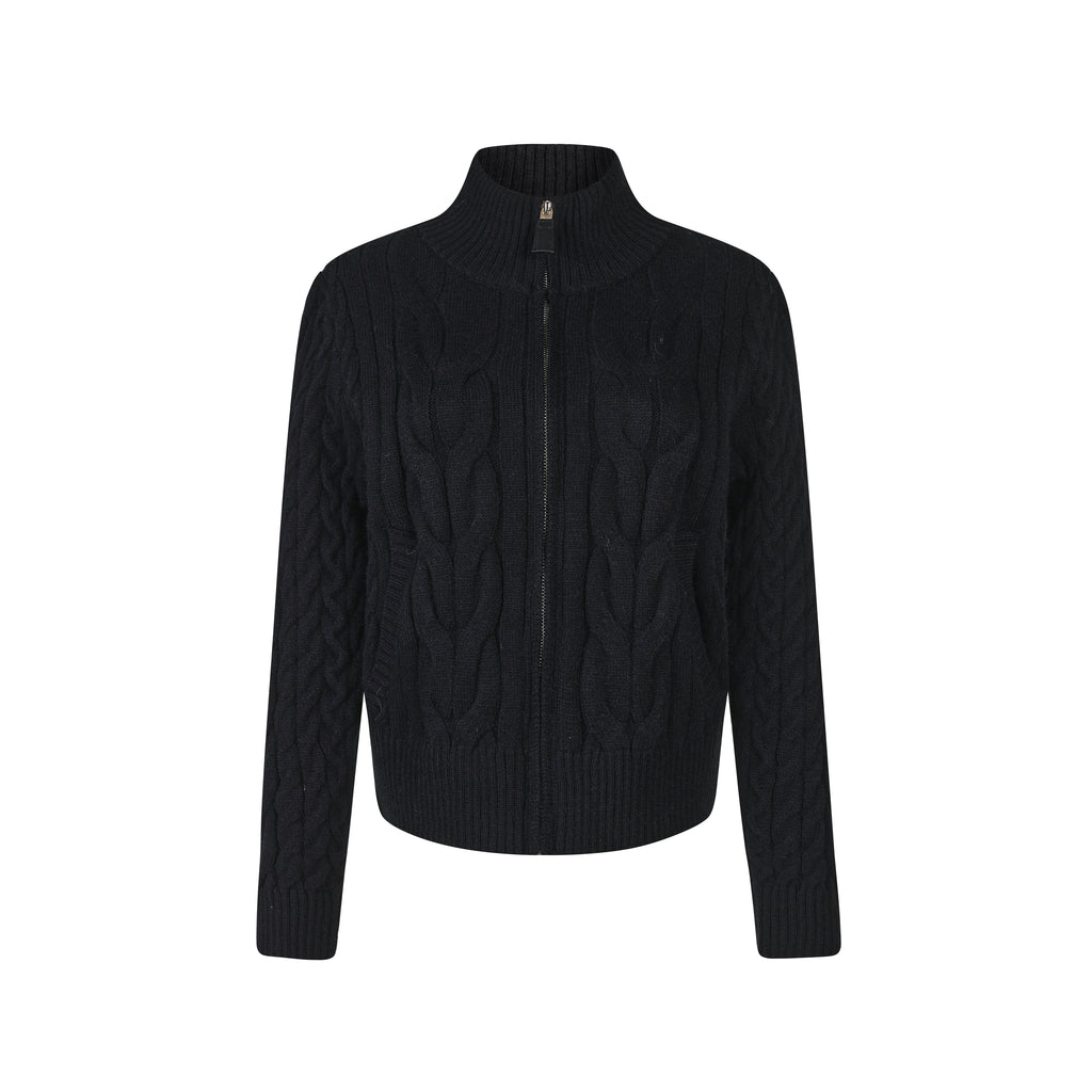 MADWITCH CABLE-KNIT STAND-COLLAR CARDIGAN SWEATER #L2026709