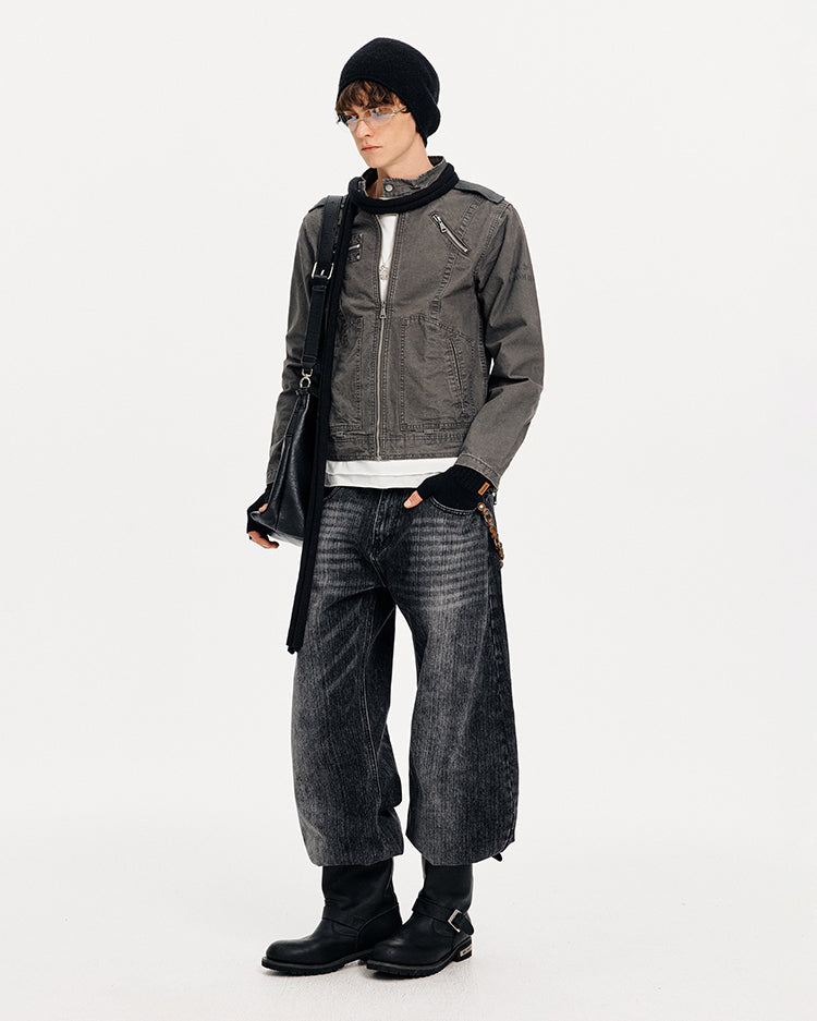 MADWITCH PATCHWORK CROPPED WORK JACKET #CW1325