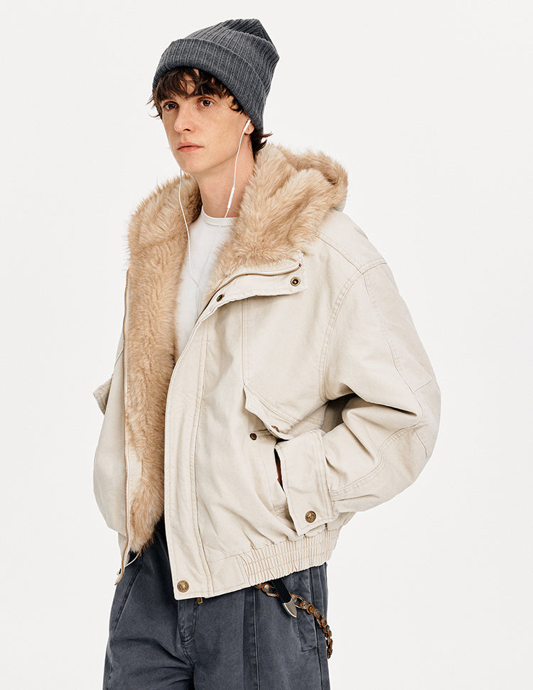 MADWITCH PATCHWORK HOODED FUR JACKET #880669