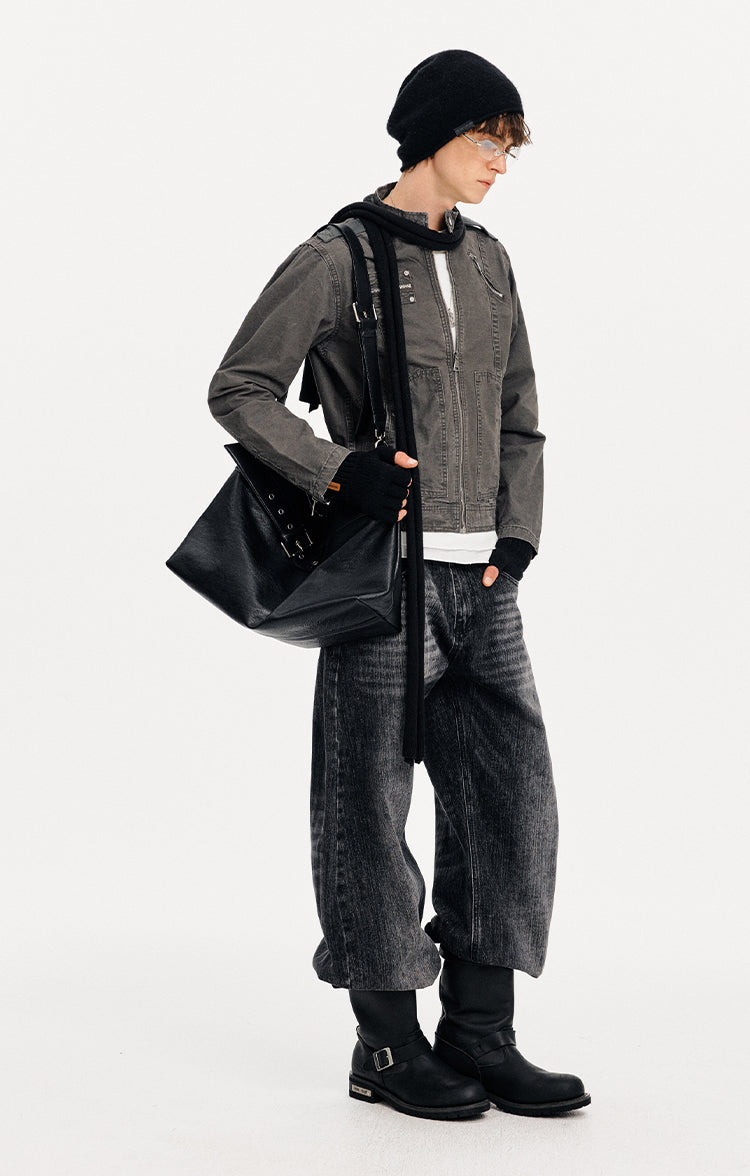 MADWITCH PATCHWORK CROPPED WORK JACKET #CW1325
