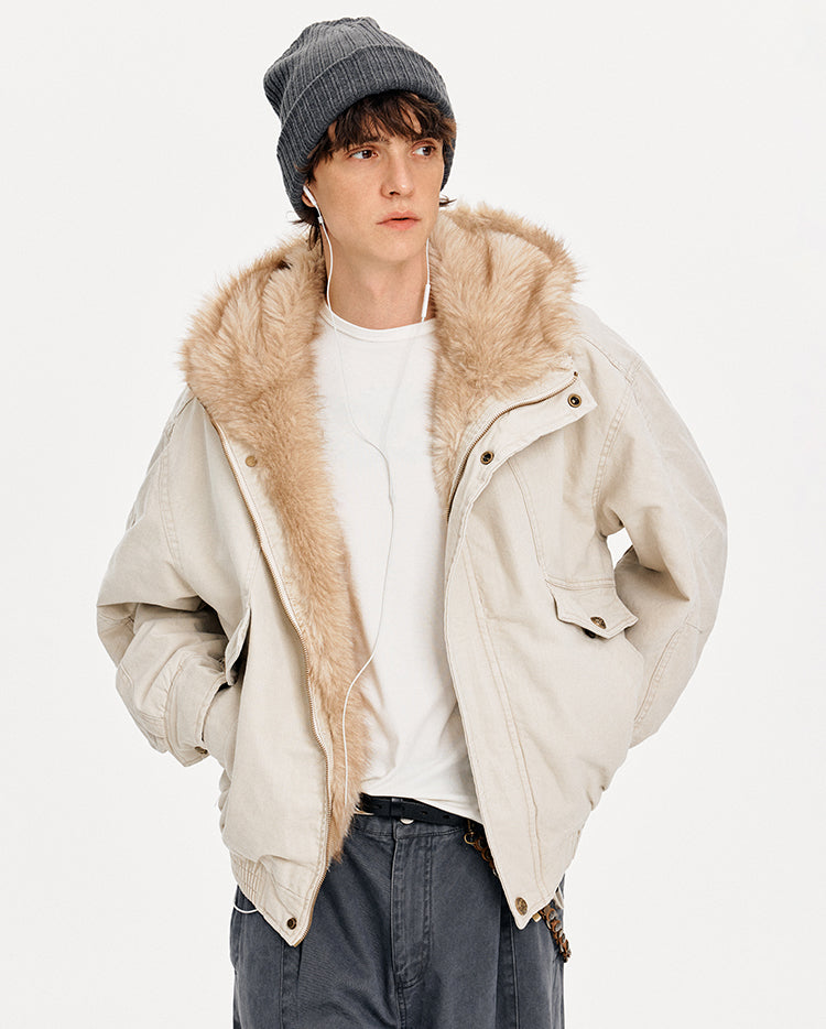 MADWITCH PATCHWORK HOODED FUR JACKET #880669